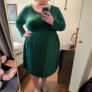 Chic Long Sleeve Green Dress